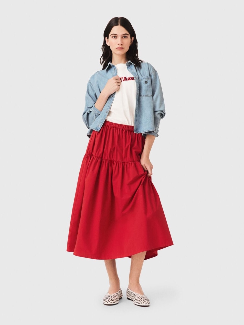 MAJE Long Gathered Skirt | FR 38 | US 6 - Picture 3 of 16